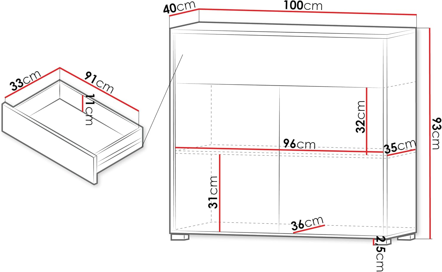 Mirjan24 Kommode mit Schublade Gesita 2D1SZ, Diele, Flur, Highboard, Mehrzweckschrank, Sideboard mit 2 Türen für Wohnzimmer, Push to Open (Cashmere)