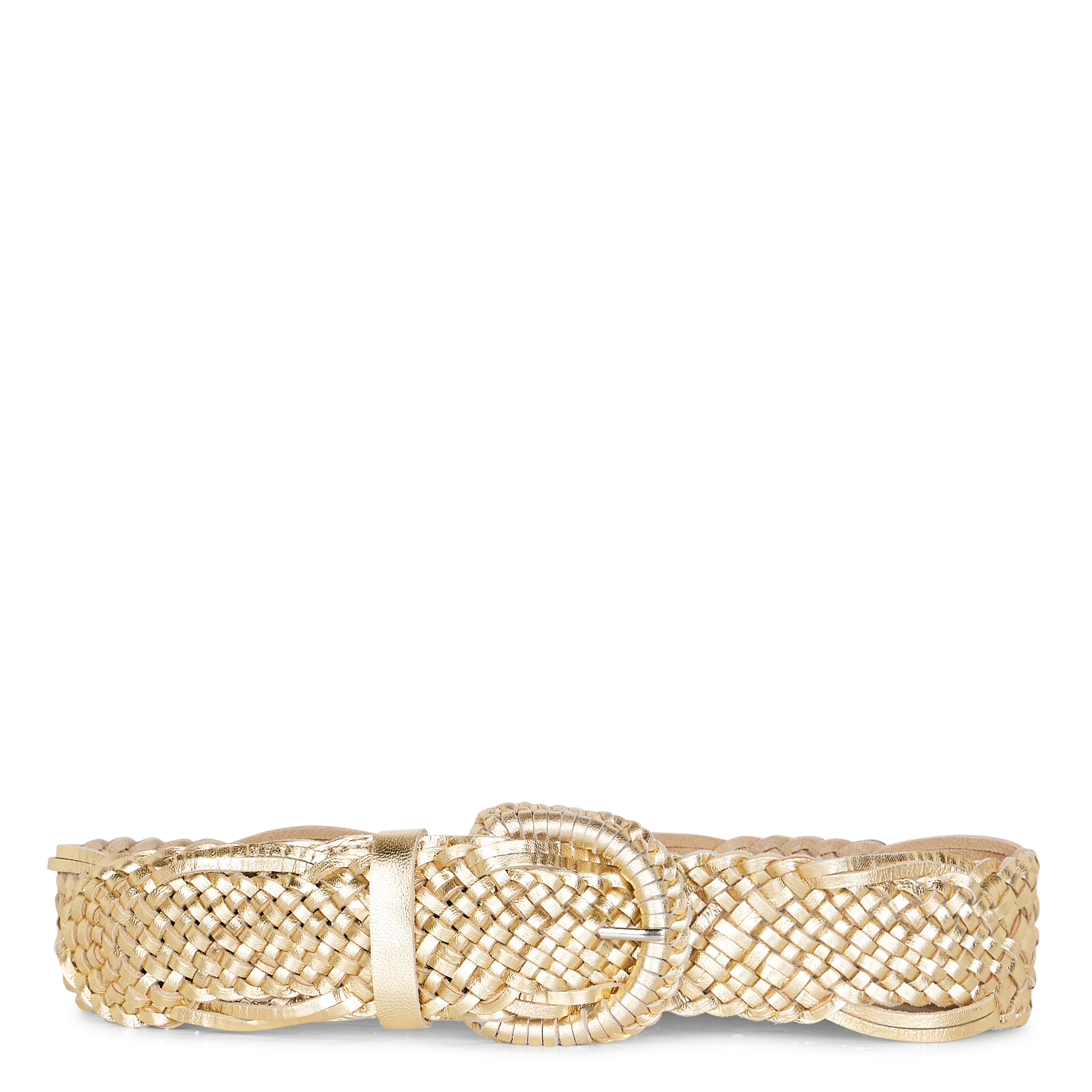 Ceinture large tressée en cuir| Jaune