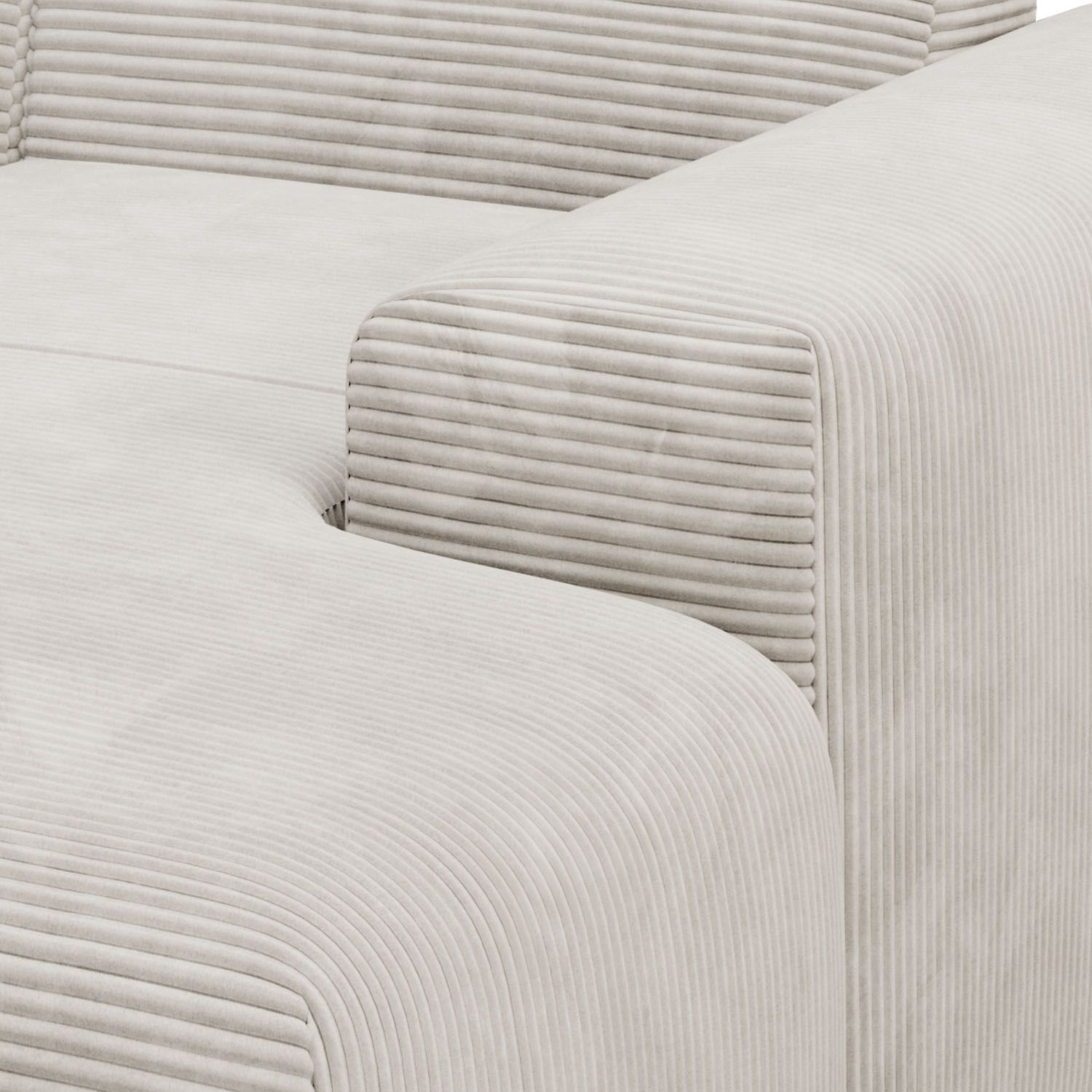Juskys Sofa Vals Rechts mit PESO Stoff - Ecksofa Couch Wohnzimmer modern Sitzfläche - Beige