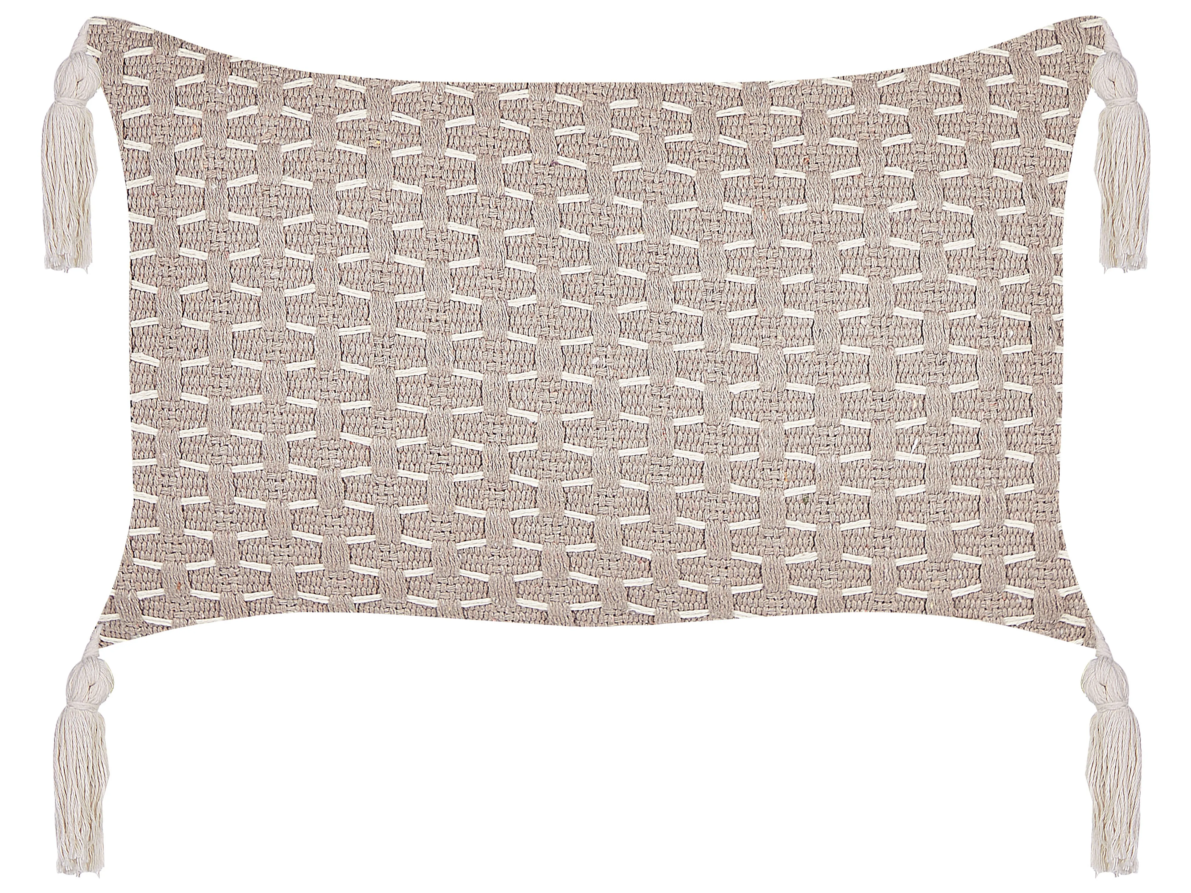 Set van 2 sierkussens HAKONE 45 x 25 cm Taupe geometrisch patroon