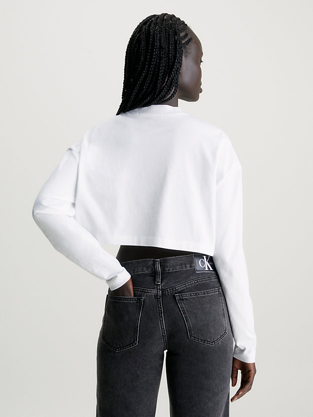 Camiseta cropped de manga comprida com logo