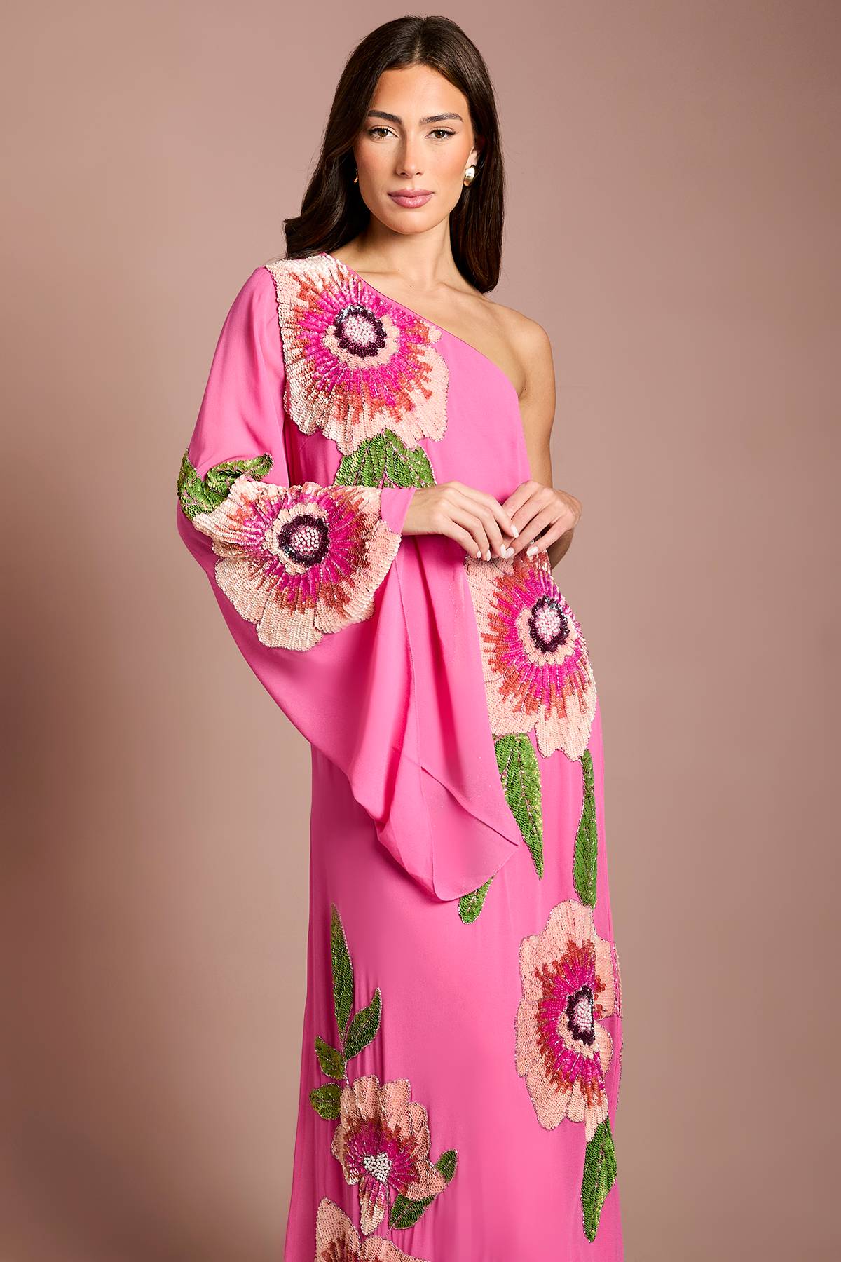 Coast Robe Longue Coast Muse Asymétrique À Une Épaule Ornée De Motifs Floraux