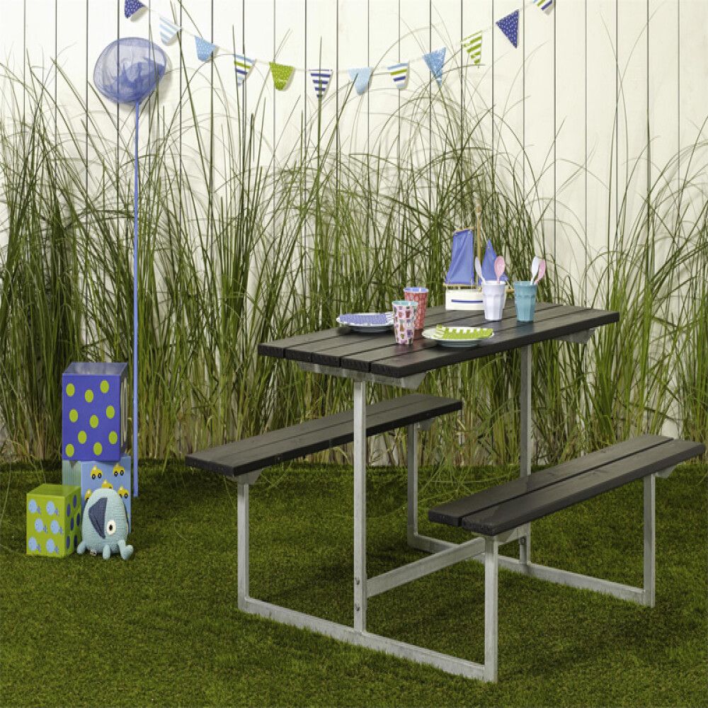 BENKESETT FOR BARN PLUS BASIC BORD/BENKER 110CM SVART