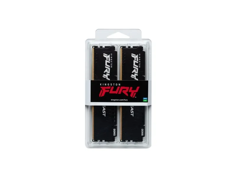 Kingston FURY Beast - DDR5 - sæt - 128 GB: 4 x 32 GB - DIMM 288-PIN - 5200 MT/s / PC5-41600 - CL40 - 1.25 V - ikke bufferet - on-die ECC - sort