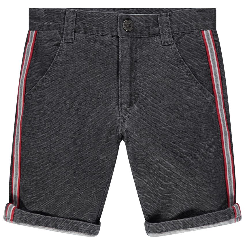 Bermuda surteint en maille à bandes appliquées - Gris foncé