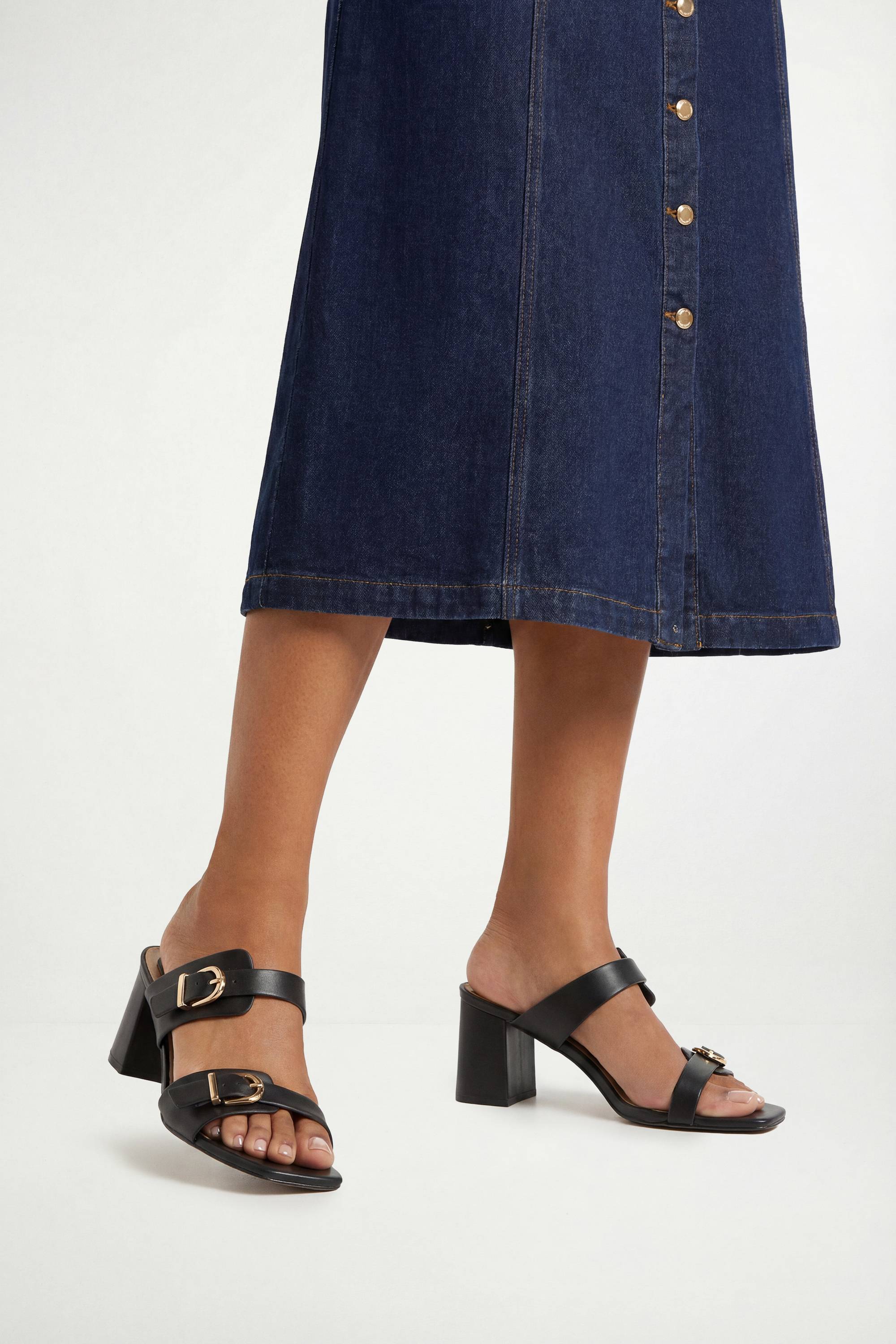 Wallis Mules Axel À Talon Bloc En Synthétiquecuir Avec Détail Boucle