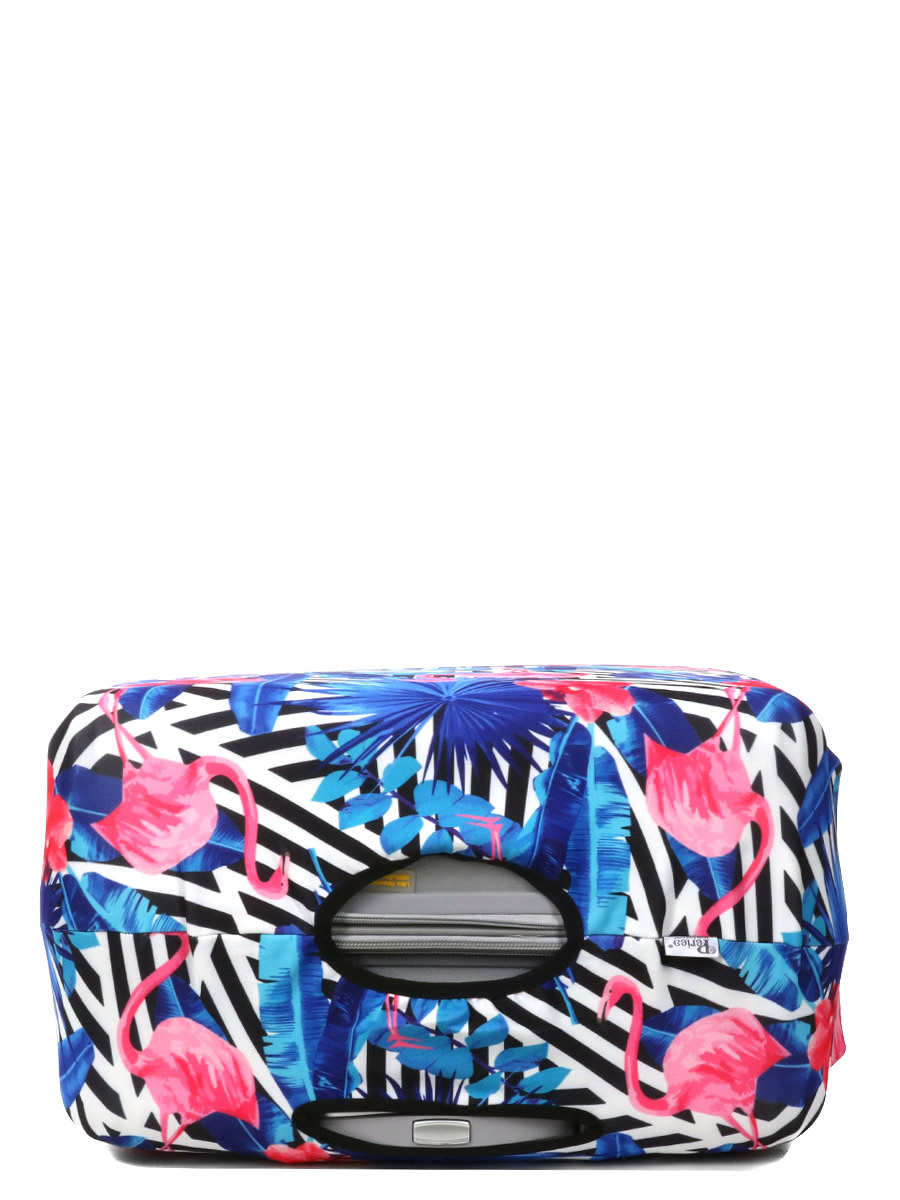 Housse de valise Periea Black & White Stripes with Flamingos L