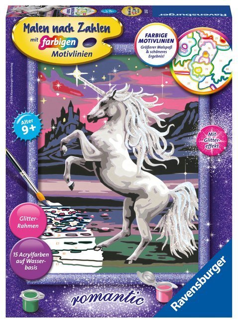 Malen nach Zahlen: Romantic – Magisches Einhorn mit Glitzer