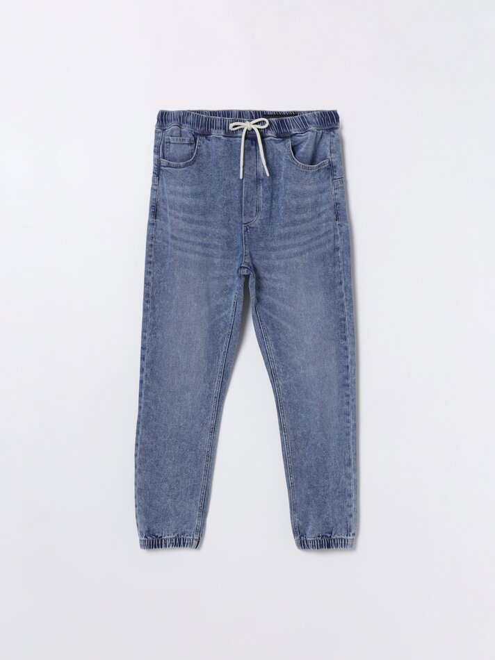 Calça jeans jogger elástica - Índigo