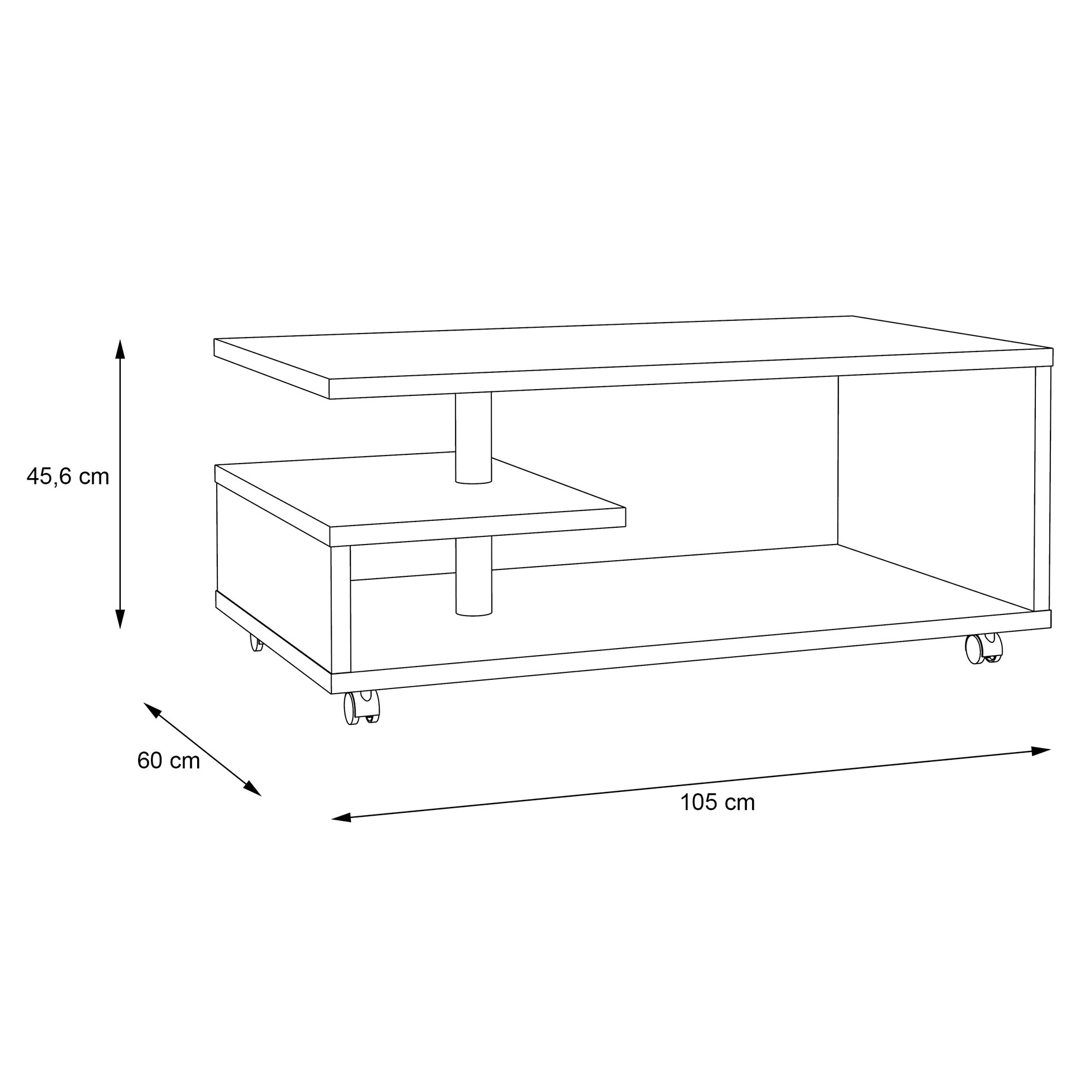 Couchtisch - Artisan Eiche - rollbar