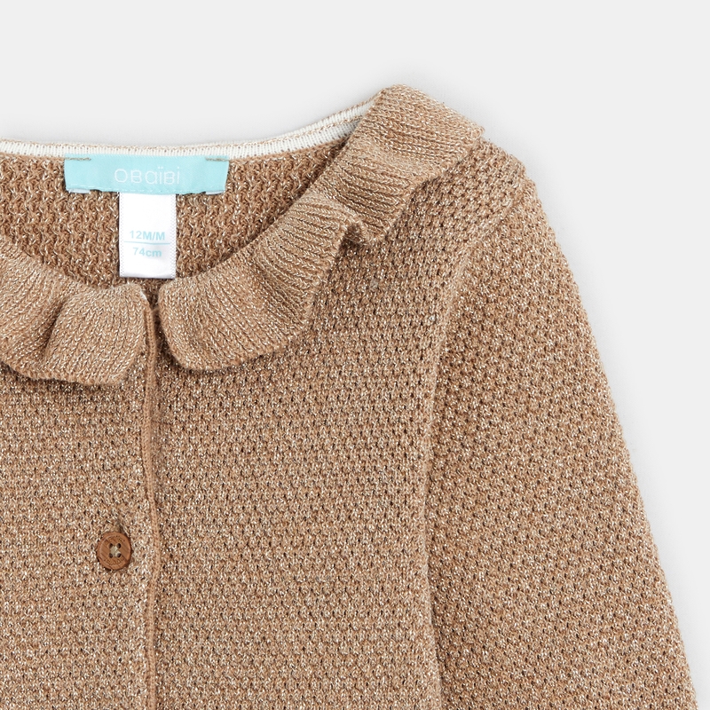 Gilet en maille tricot irisée beige bébé fille