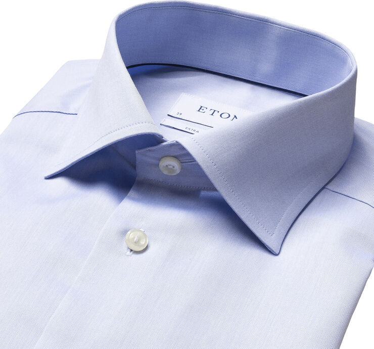 ETON Light Blue Signature Twill Shirt Extra Long Sleeves - Contemporary Fi Lyseblå