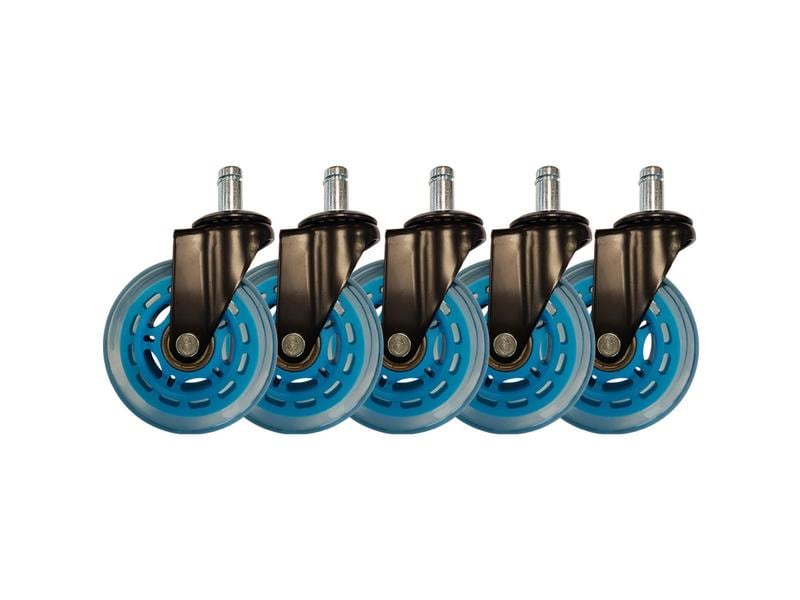 LC-Power Gaming Stuhlrollen 5er Set Hellblau Rollenset in der Farbe Hellblau für schnelles Gleiten von Tisch zu Tisch