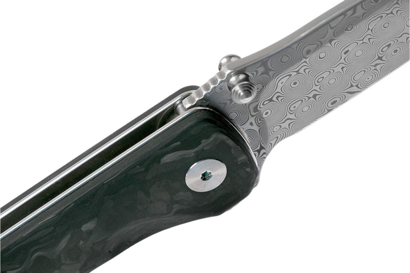 QSP Knife Hawk QS131-E Shredded Carbonfiber, Damascus zakmes