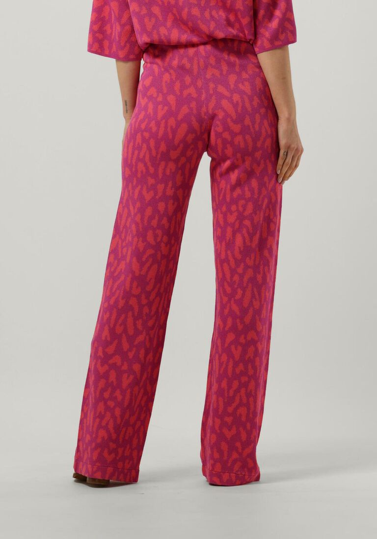 ALIX THE LABEL roze alix the label wijde broek ladies knitted wide leg jacquard pants
