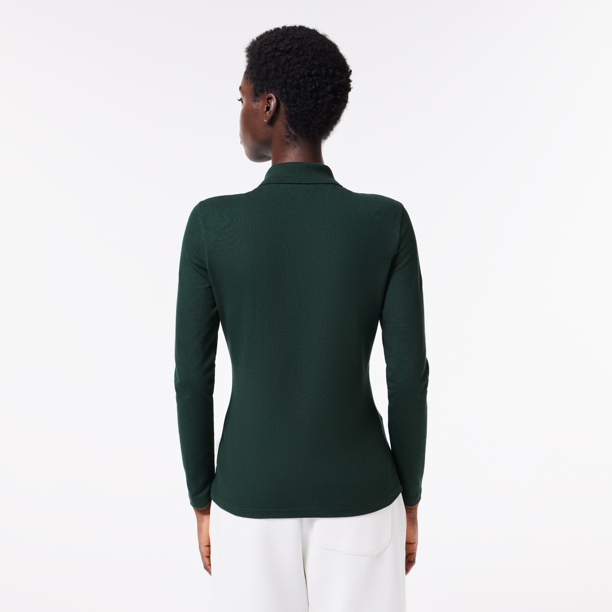 Polo Lacoste slim fit à manches longues en piqué stretch Manches Longues - Vert - Lacoste - Femme