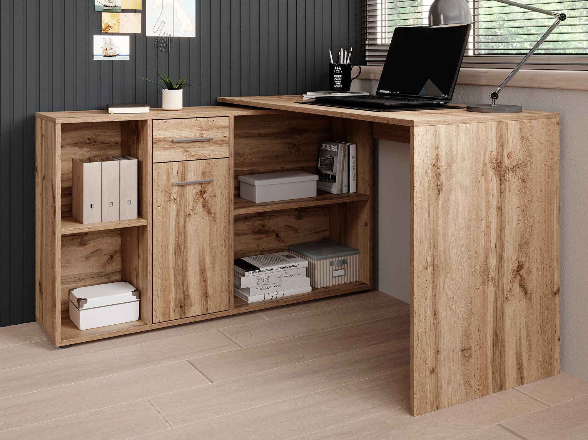 Crister - Bureau - Eiken - 122x120 cm