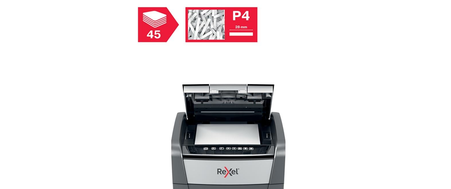 Aktenvernichter Optimum AutoFeed+ 45X P-4, 45 Seiten<br>Automatischer Schredder (auto) für sichere Vernichtung vertraulicher Unterlagen (bis zu 45 Blatt)