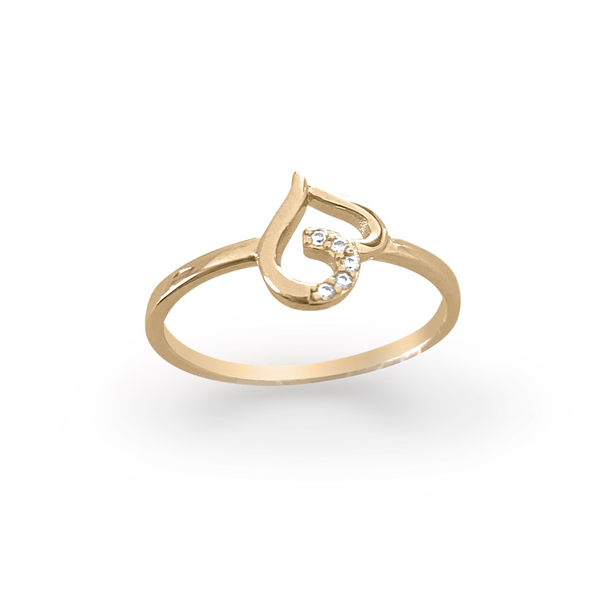 Bague coeur plaquée or avec oxydes de zirconium