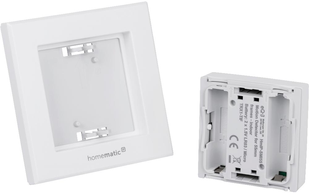 Smart Home Funk-Bewegungsmelder im WM55 RahmenSchalter und Bewegungsmelder zur Steuerung anderer Homematic IP Geräte – HmIP-SMI55-2