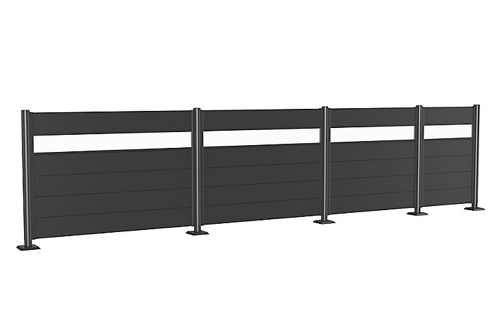 Panneau acier droit Biohort 180 x h.135 cm gris + verre acrylique