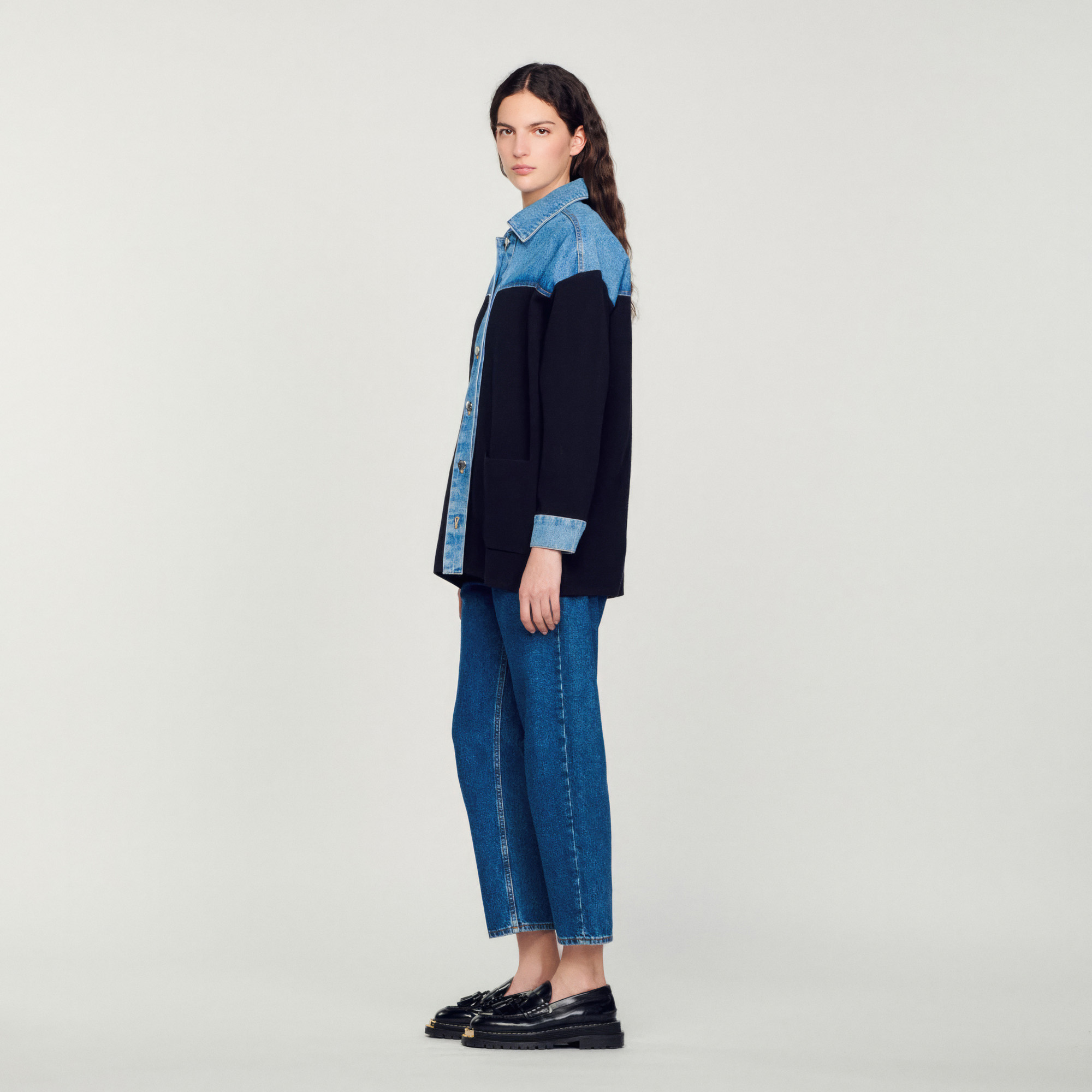 Cardi-coat bi-matiére esprit veste