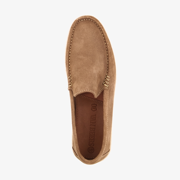 Van Beers suede heren instappers bruin