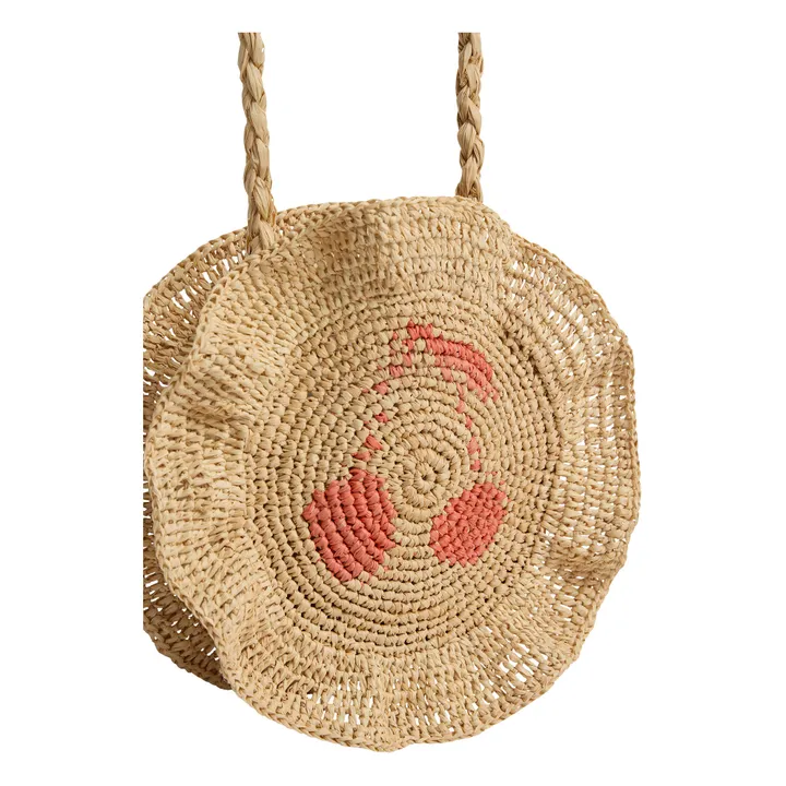 Bonpoint Sac en Raphia Cerise Fina | Beige