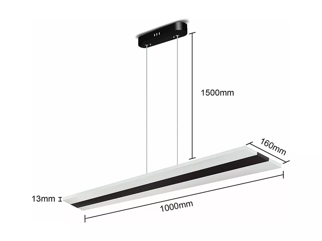 NETTLIFE Suspension LED Bureau 38W dimmable avec télécommande Acrylique