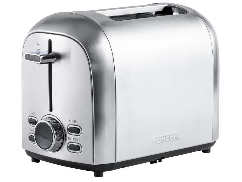 FURBER Toaster Crusty Silber Toaster zum gleichzeitigen Rösten von 2 Brotscheiben