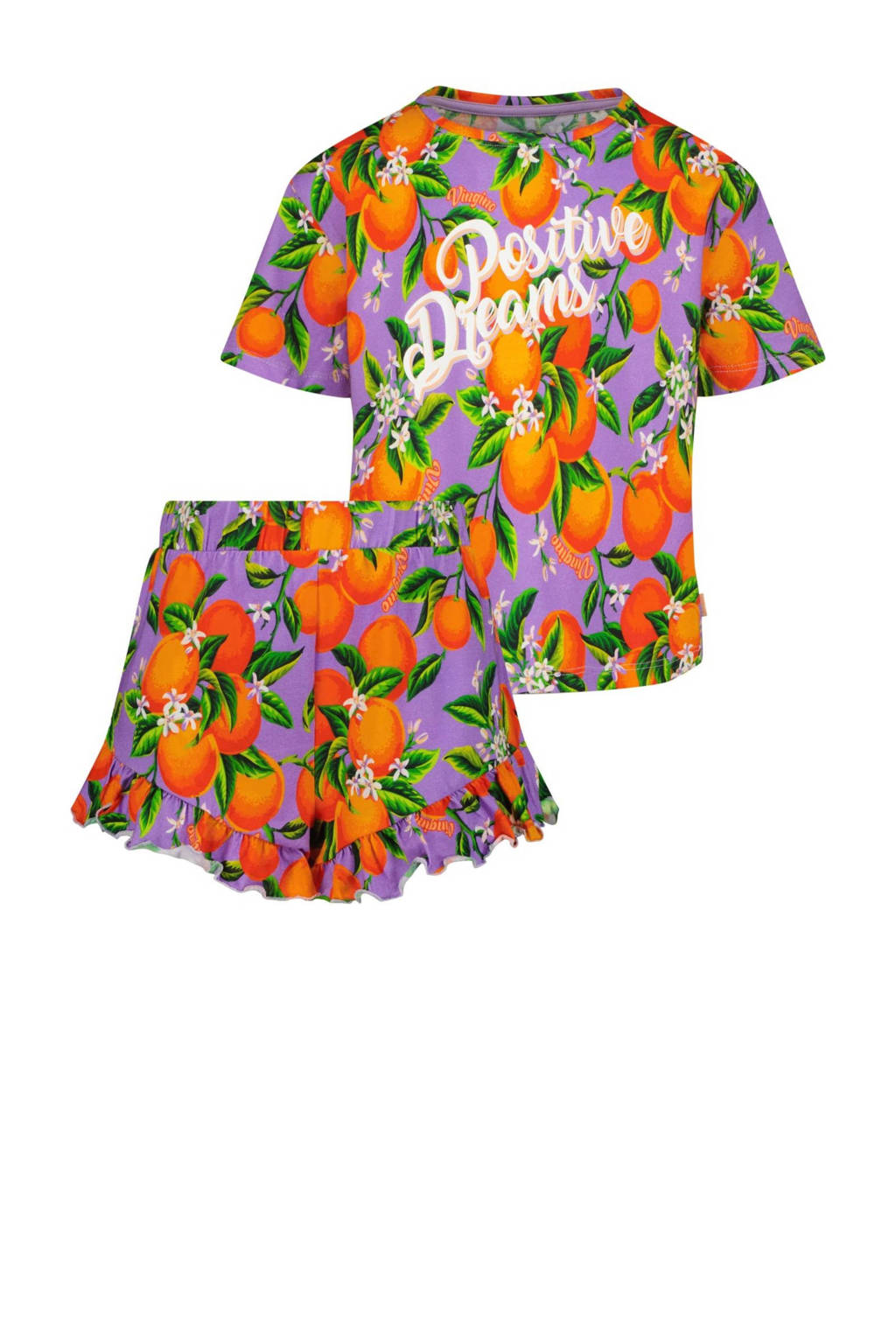 Vingino shortama Waranda met all over print lila/oranje/groen