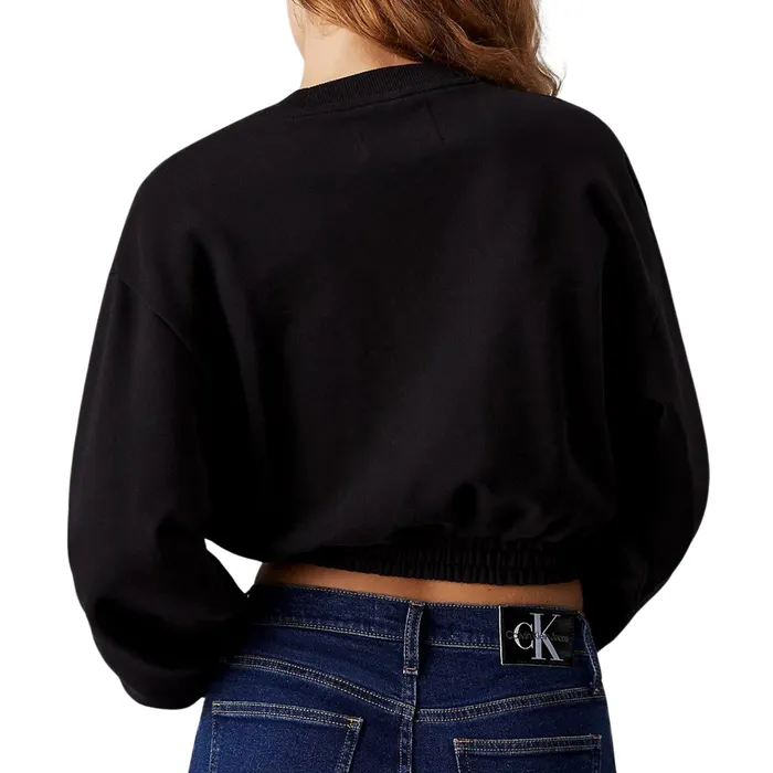 Calvin Klein Woven Label Cropped Crewneck Sweater Dames