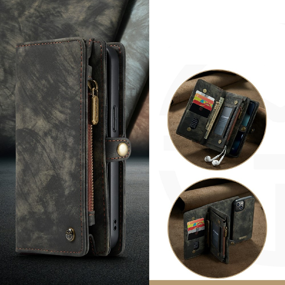 iPhone 13 2in1 Leder Tasche   Magnet Hardcase Karten Etui - Schwarz