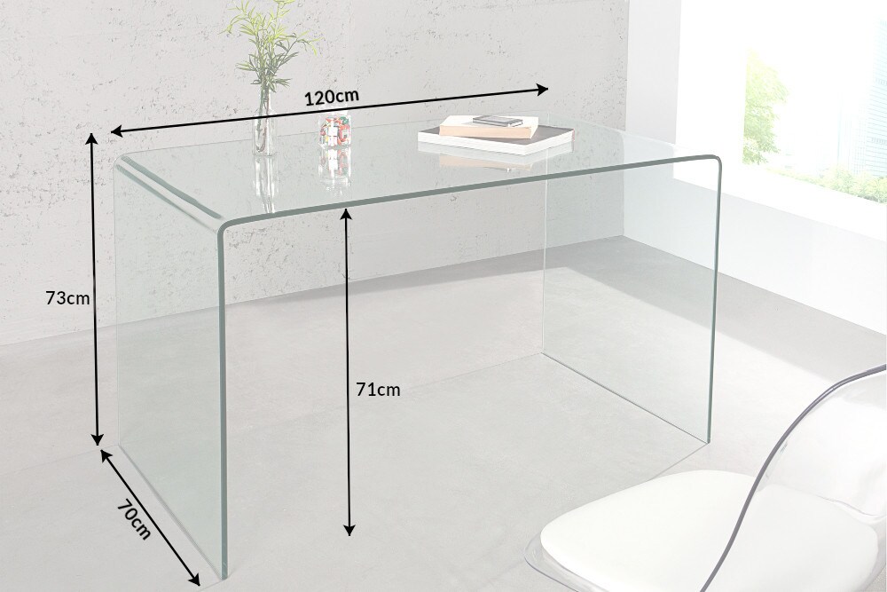 riess-ambiente Schreibtisch FANTOME - 120cm transparent Esstisch Ganzglastisch