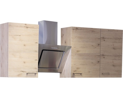 Flex Well keukenblok met apparatuur Riva 220 cm kwartsiet cubanit san remo licht mat eiken gedemonteerd omkeerbaar uitvoering 00010774