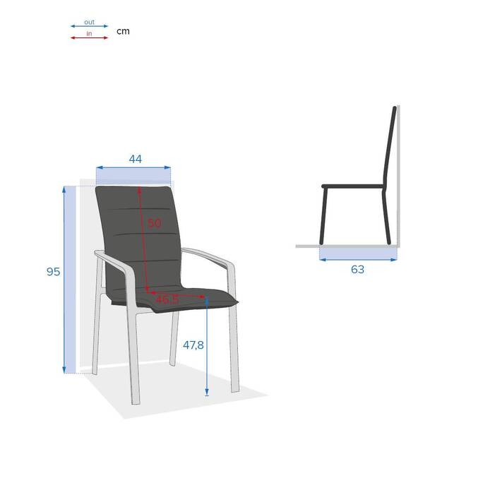 Fauteuil de jardin empilable DIESE Anthracite & Graphite