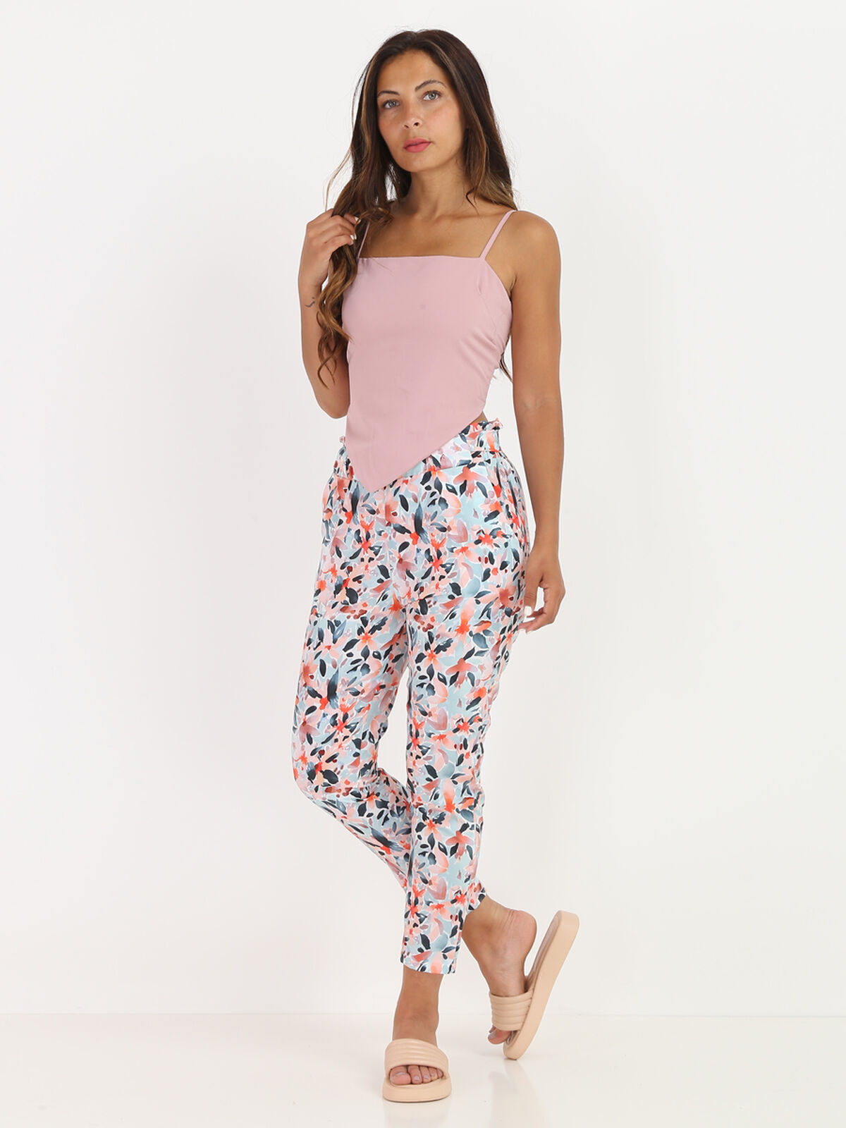 Top effet satiné à nouer façon bandana- Vieux rose