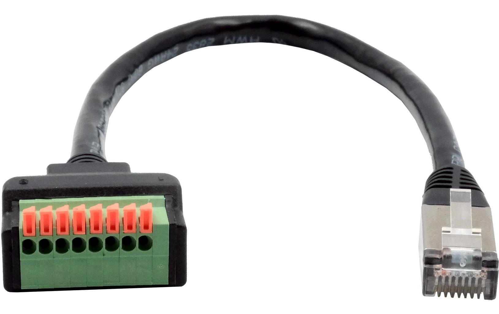 Terminalblock EX-49121 Stecker zu zu 8-pin 30 cmExsys Kabel-Adapter RJ45 Stecker zu 8-pin Terminal Block Cat.6 mit Drucktaster