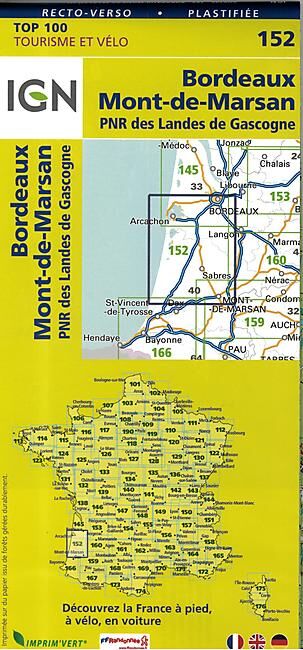 IGN - TOP 100 152 BORDEAUX MT DE MARSAN PLASTIFIEE