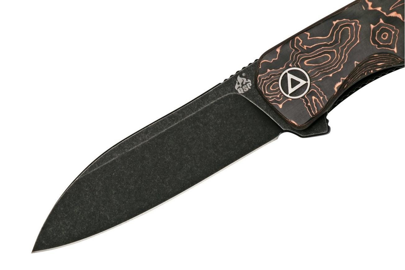 QSP Knife Otter QS140-B2 Blackwashed, Copper Foil Carbonfiber zakmes