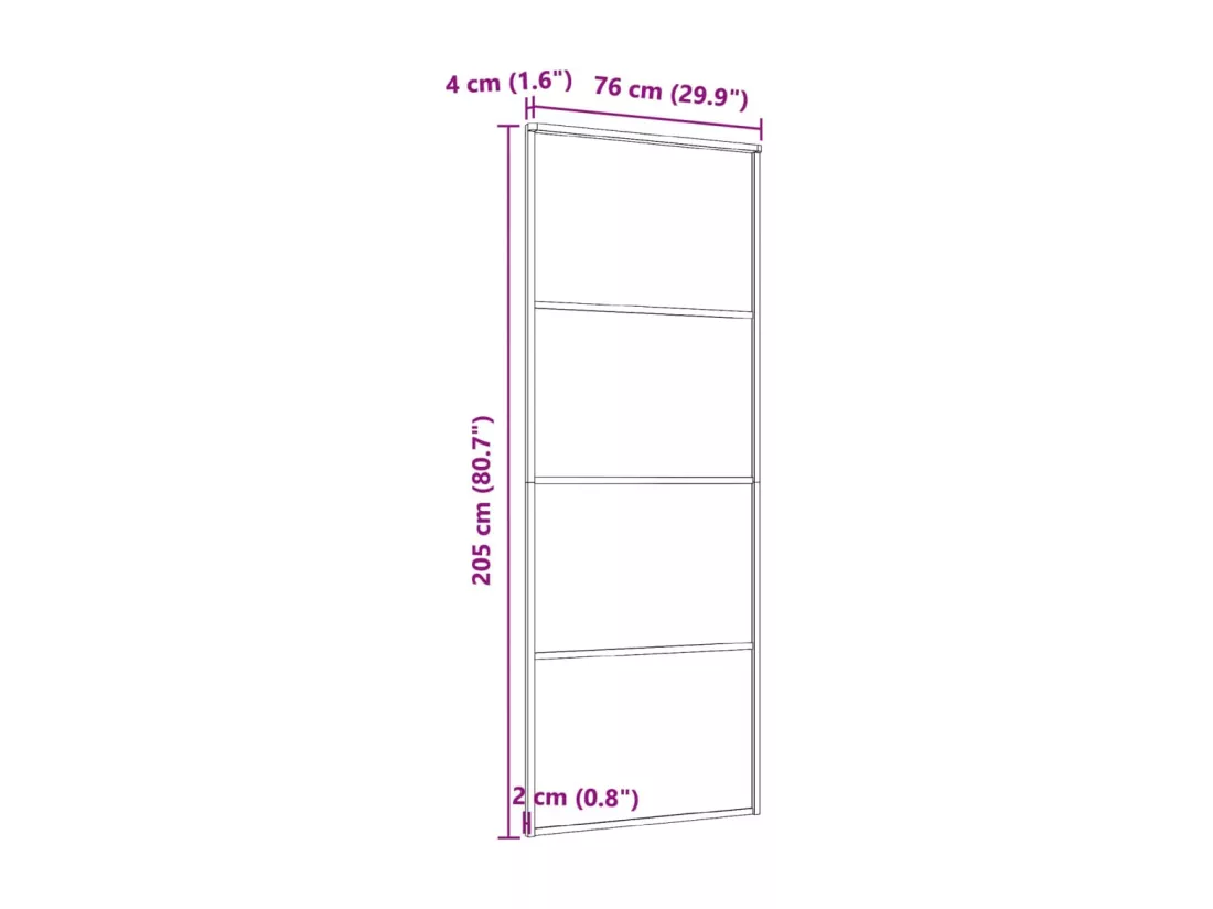 Porte coulissante Aluminium et verre ESG 76x205 cm Noir