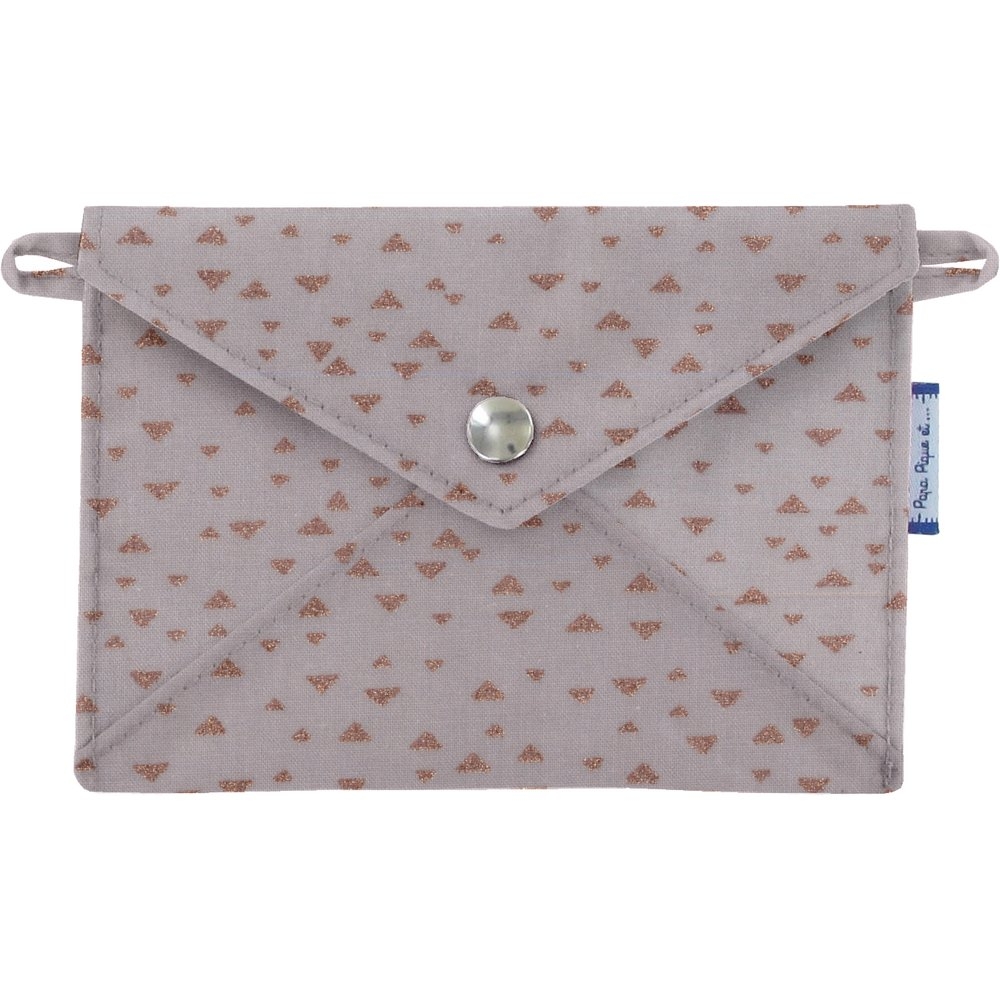 Petite Pochette Enveloppe Triangle Cuivré Gris