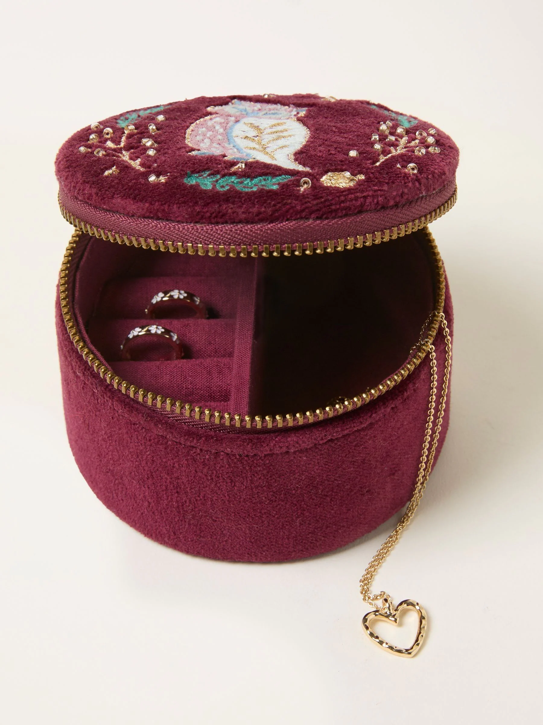 FatFace Owl Embroidered Travel Jewellery Box