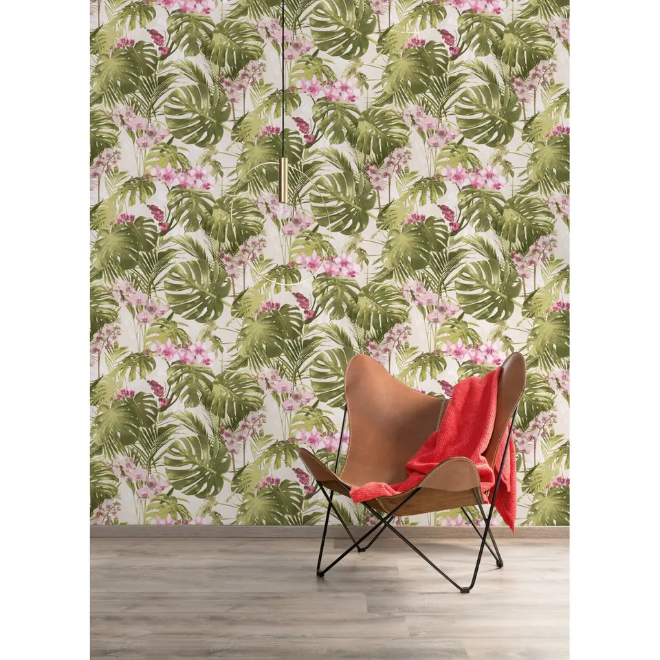 Dutch Wallcoverings - Myriad Paradiso groen/roze - 0,53x10,05m