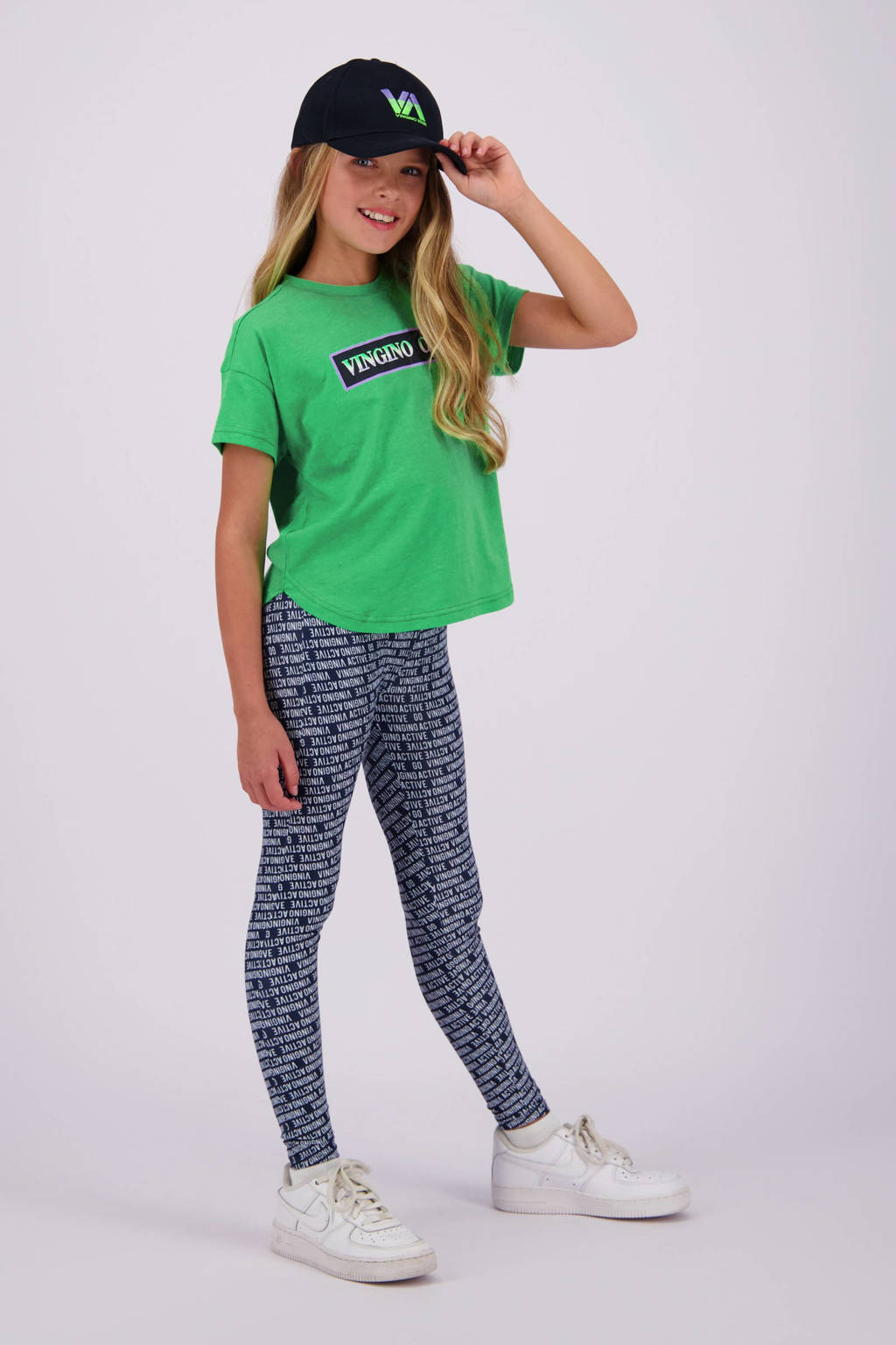 Vingino T-shirt Hailey met printopdruk neon groen