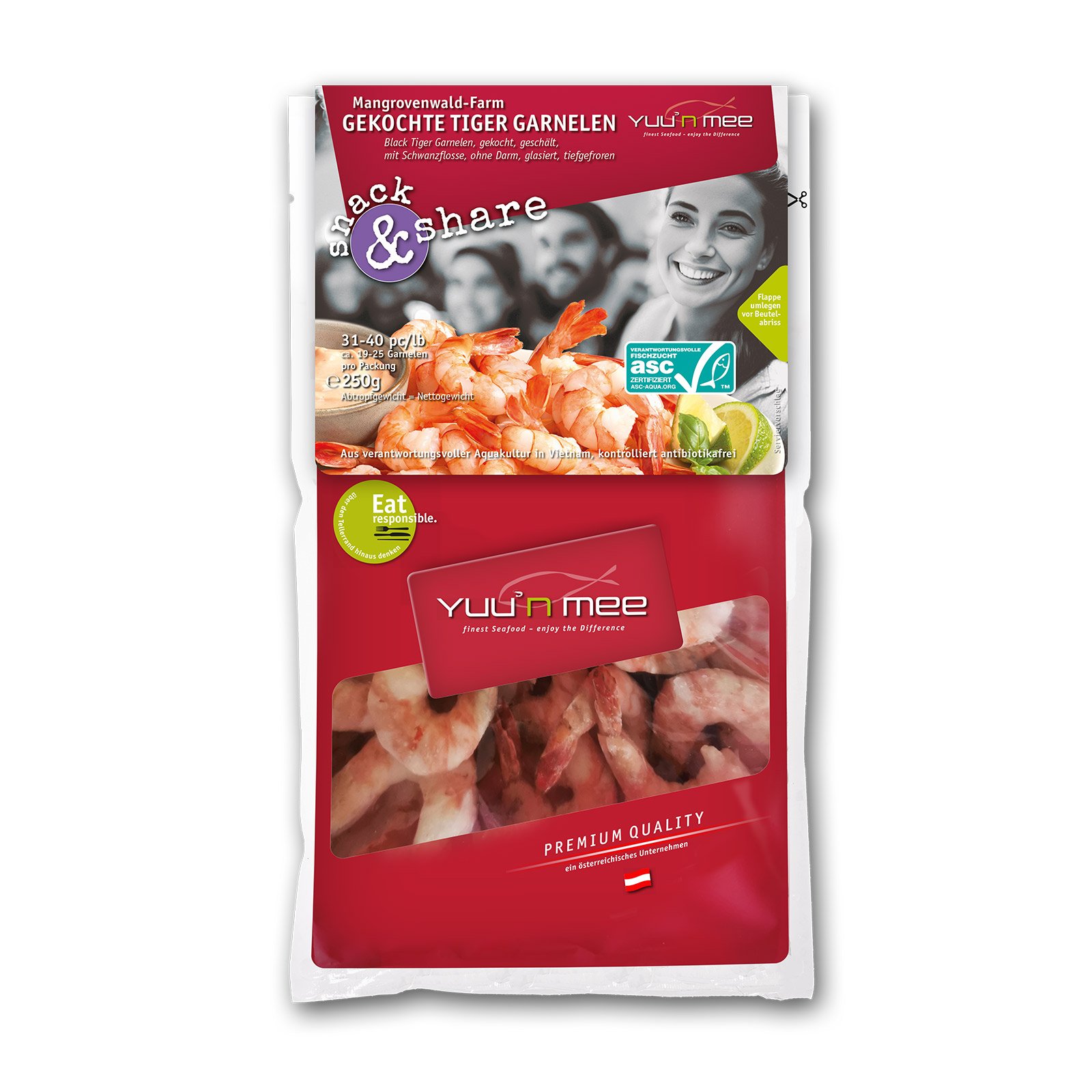 Yuu'n Mee Snack & Share Gekochte Tiger Garnelen