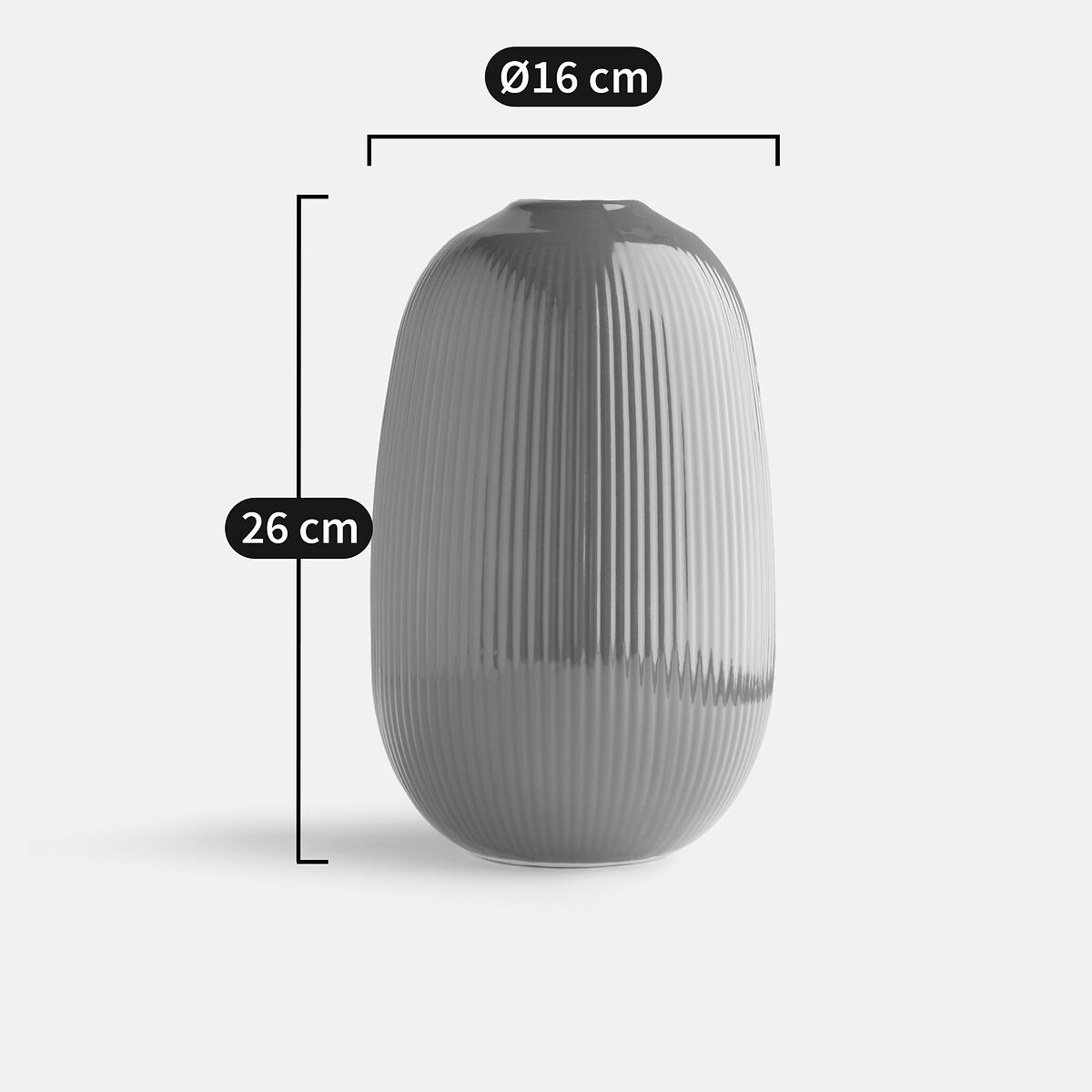 LA REDOUTE INTERIEURS<br>Vaso de cerâmica Alt.26 cm, Estria