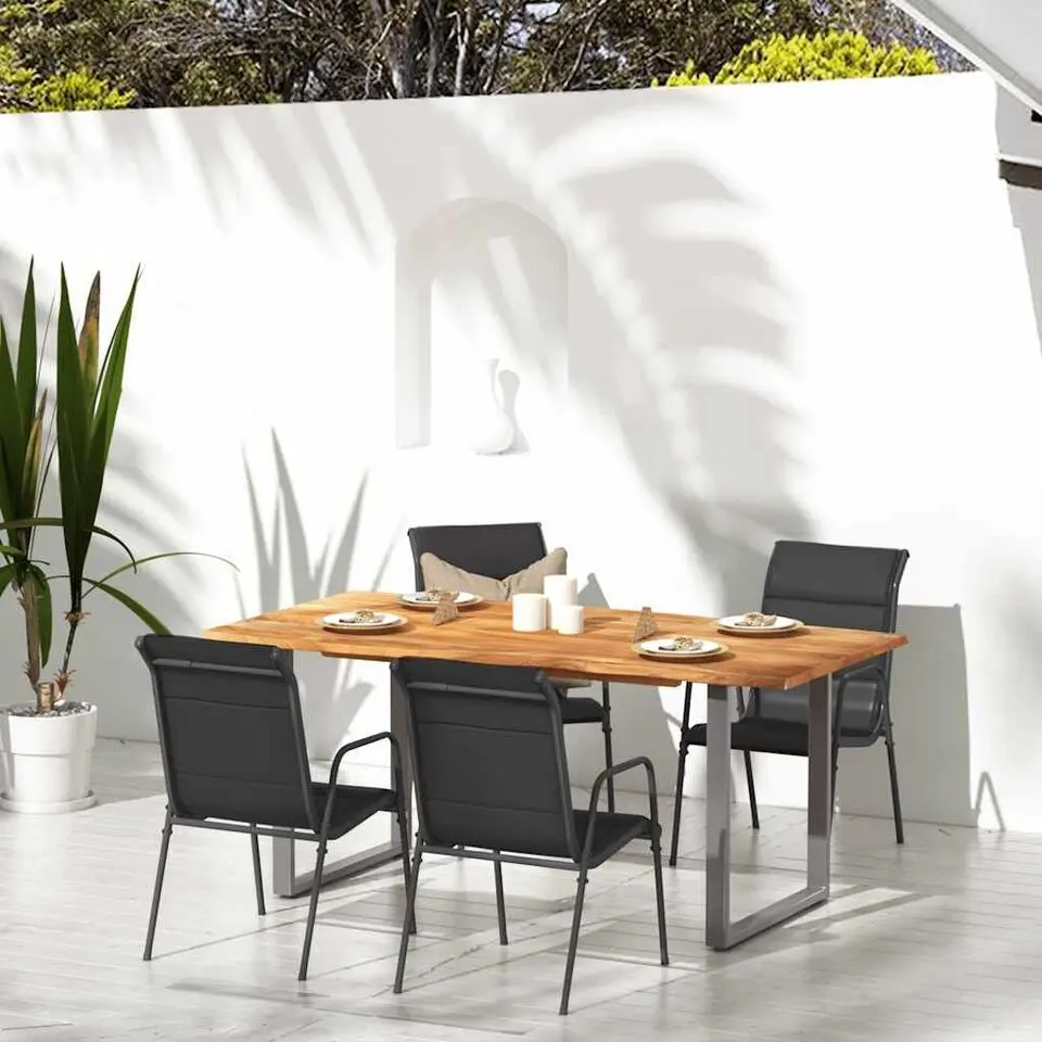 vidaXL - Tuinstoelen - Zwart - Staal en textileen - 4 stuks