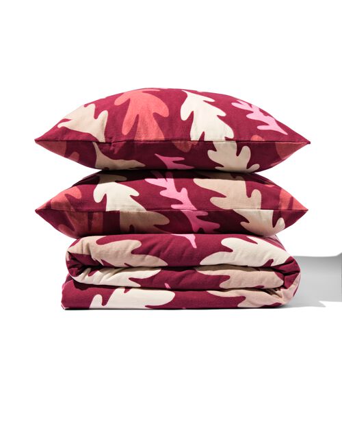 housse de couette flanelle 200 x 200/220 feuilles rouge