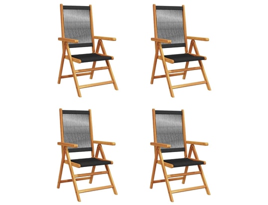 VIDAXL - Fauteuil Chaises inclinables de jardin lot de 4 noir bois massif acac...
